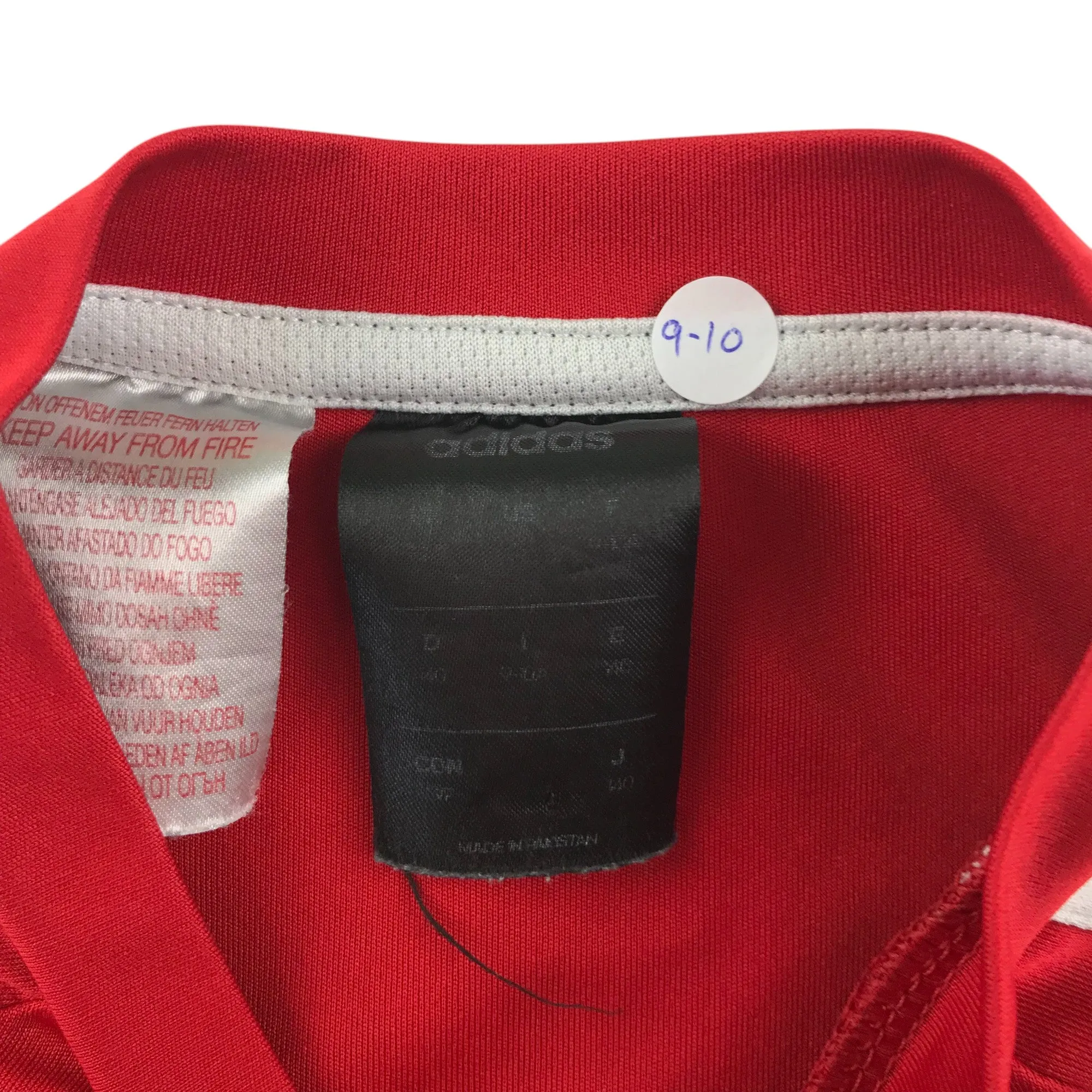 Adidas sports top 9-10 years red with 3 white strips