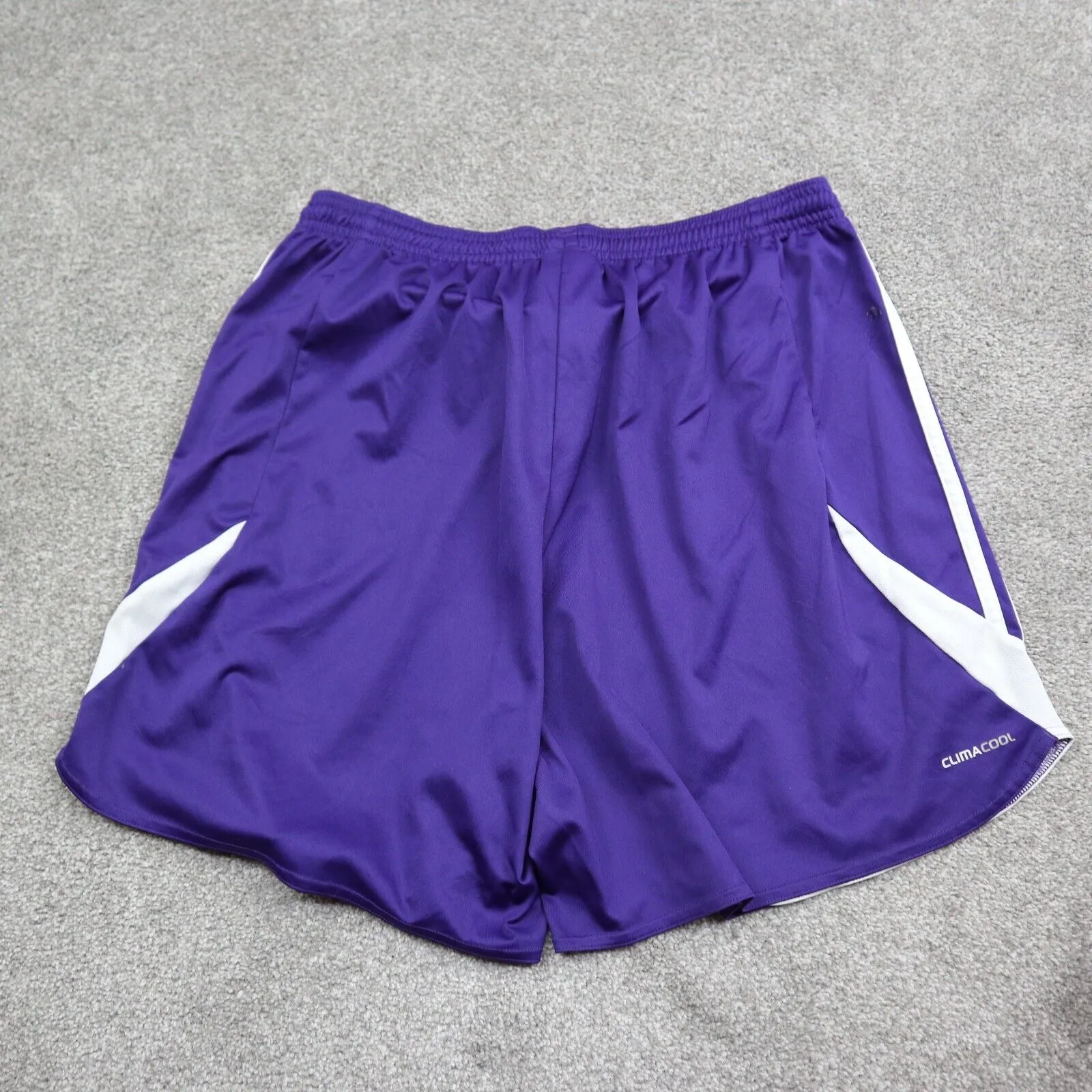 Adidas Swim Shorts Girls Large Purple White 3 Striped Mid Rise Sportswear Shorts