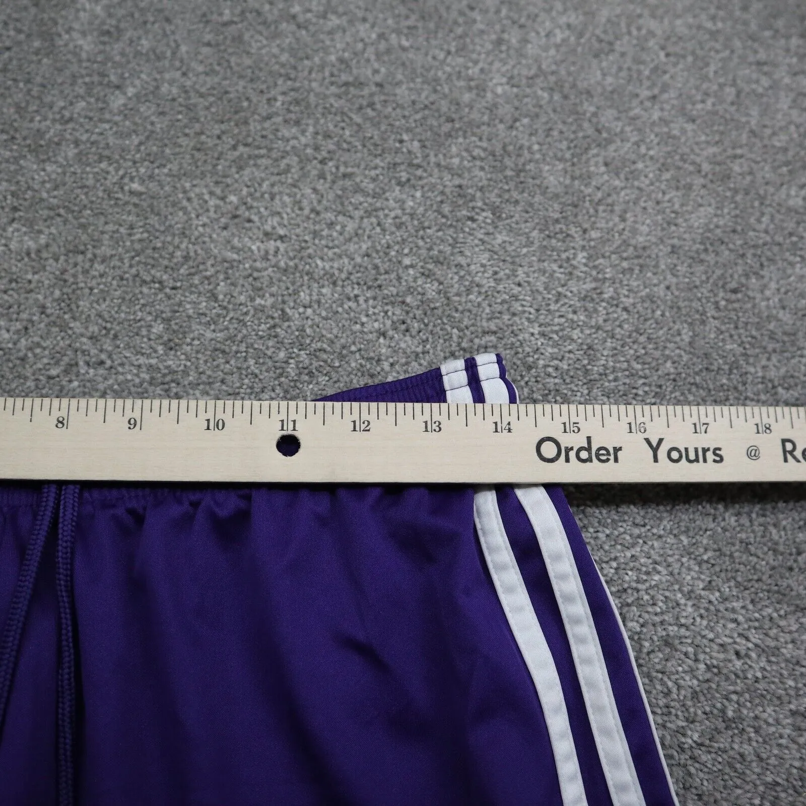Adidas Swim Shorts Girls Large Purple White 3 Striped Mid Rise Sportswear Shorts