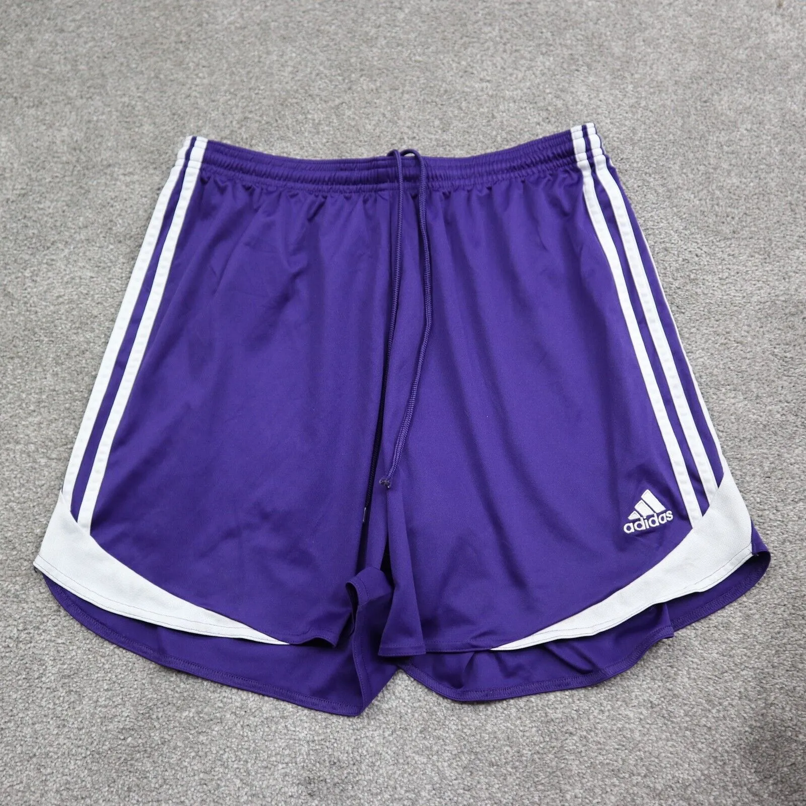 Adidas Swim Shorts Girls Large Purple White 3 Striped Mid Rise Sportswear Shorts