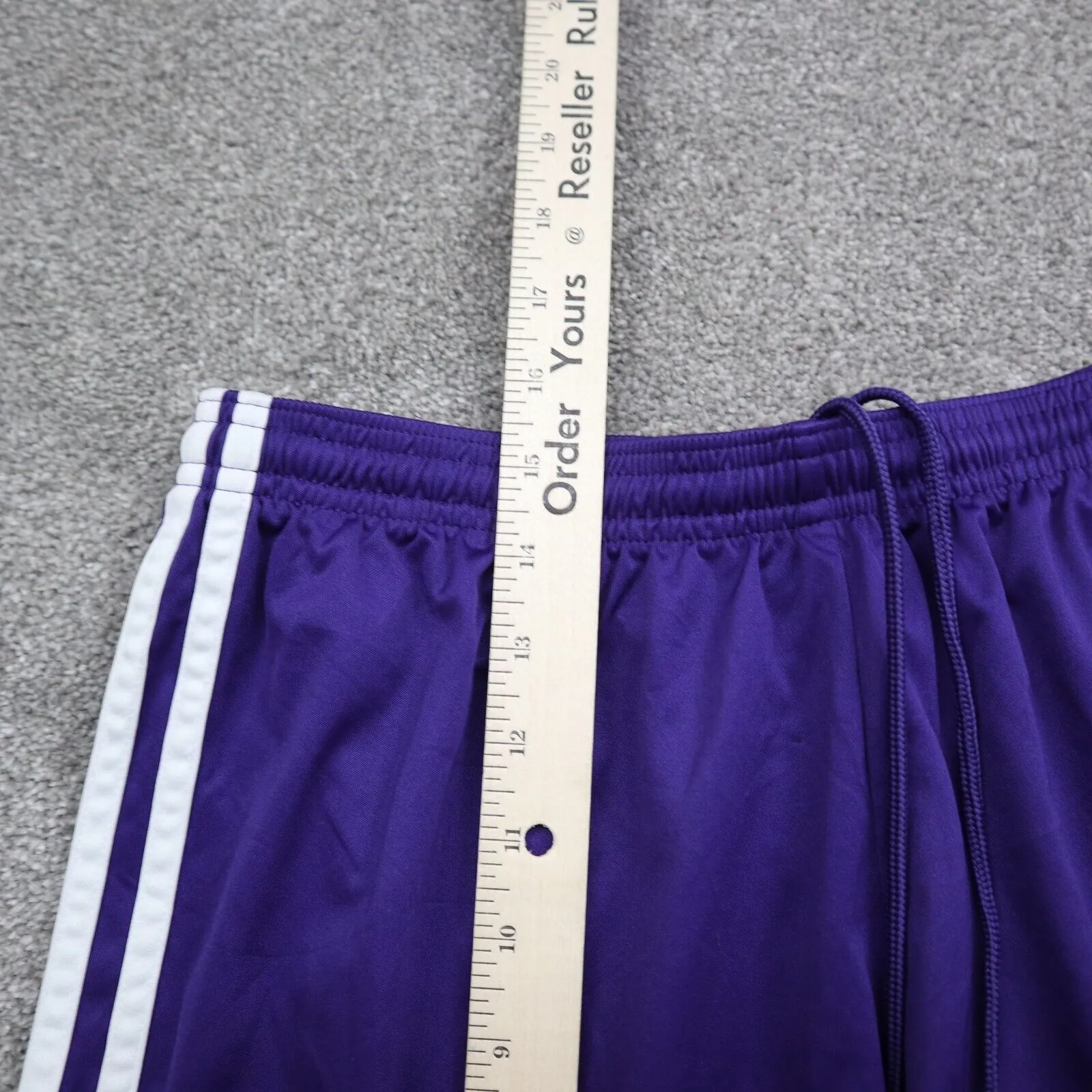 Adidas Swim Shorts Girls Large Purple White 3 Striped Mid Rise Sportswear Shorts