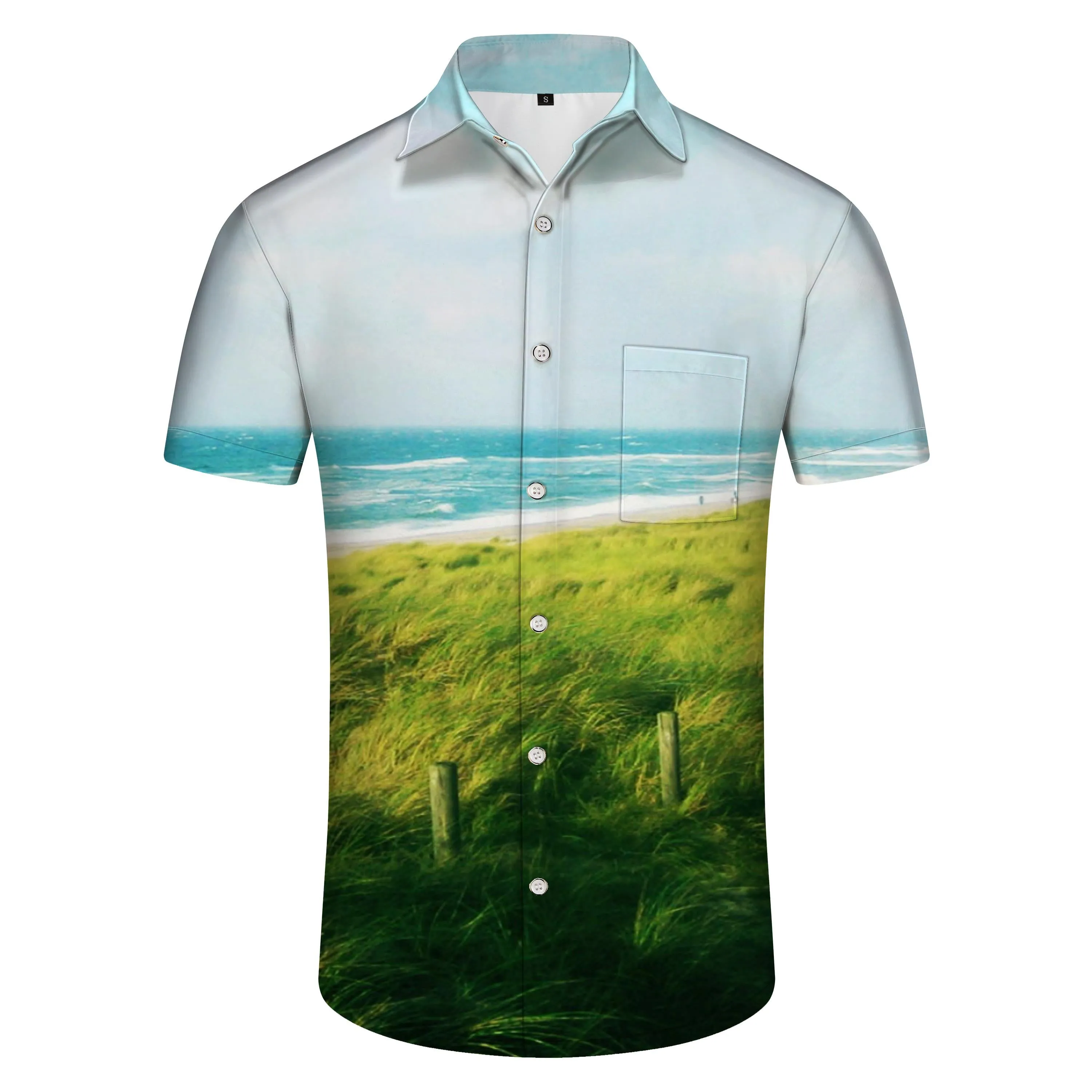 Beach Summer Shirt Men Street Shirt Hawaiian Four Seasons Short Sleeve Lapel Fashion Clothing
