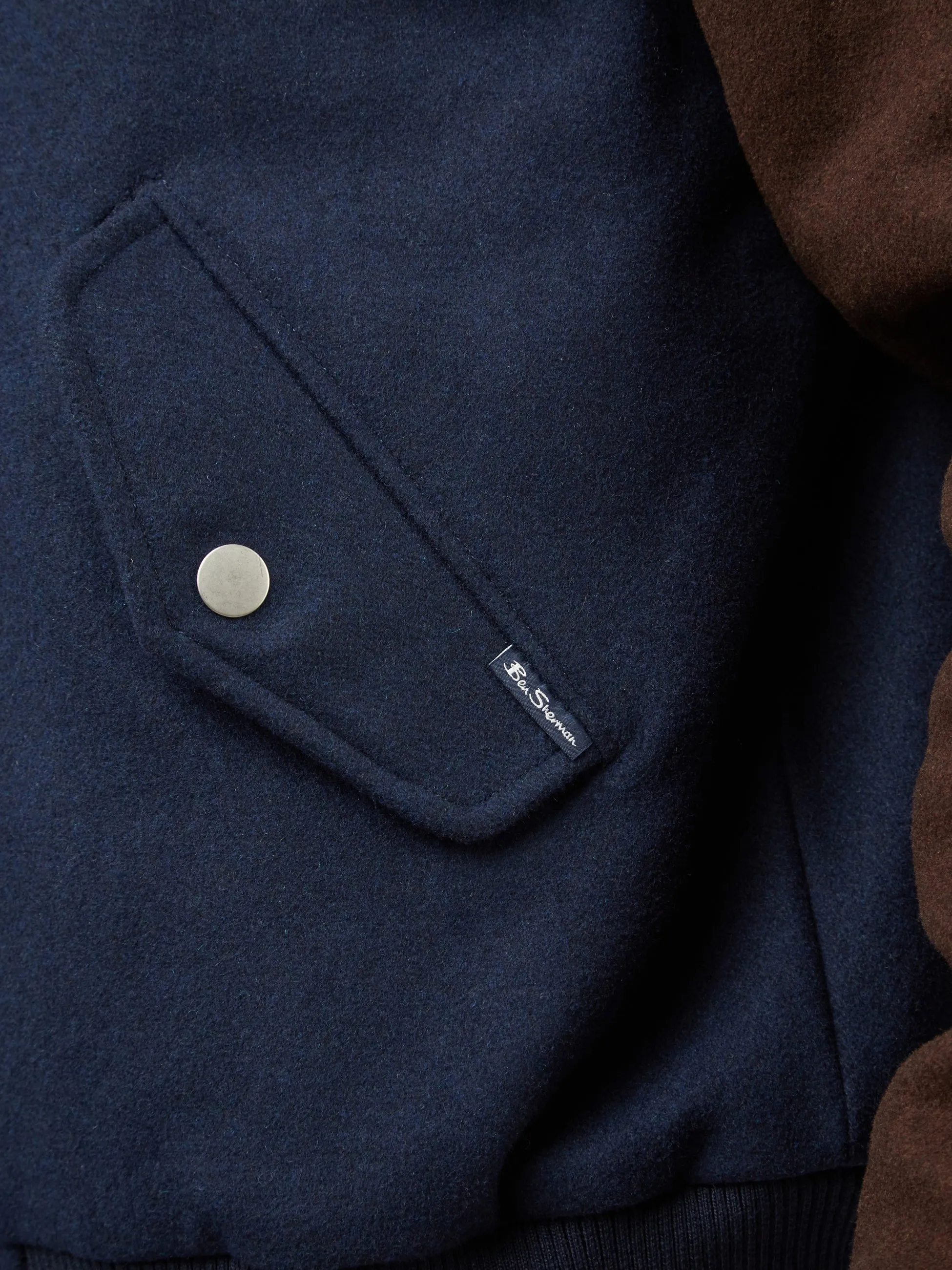 Ben Sherman Wool Block Bomber Jacket - Navy