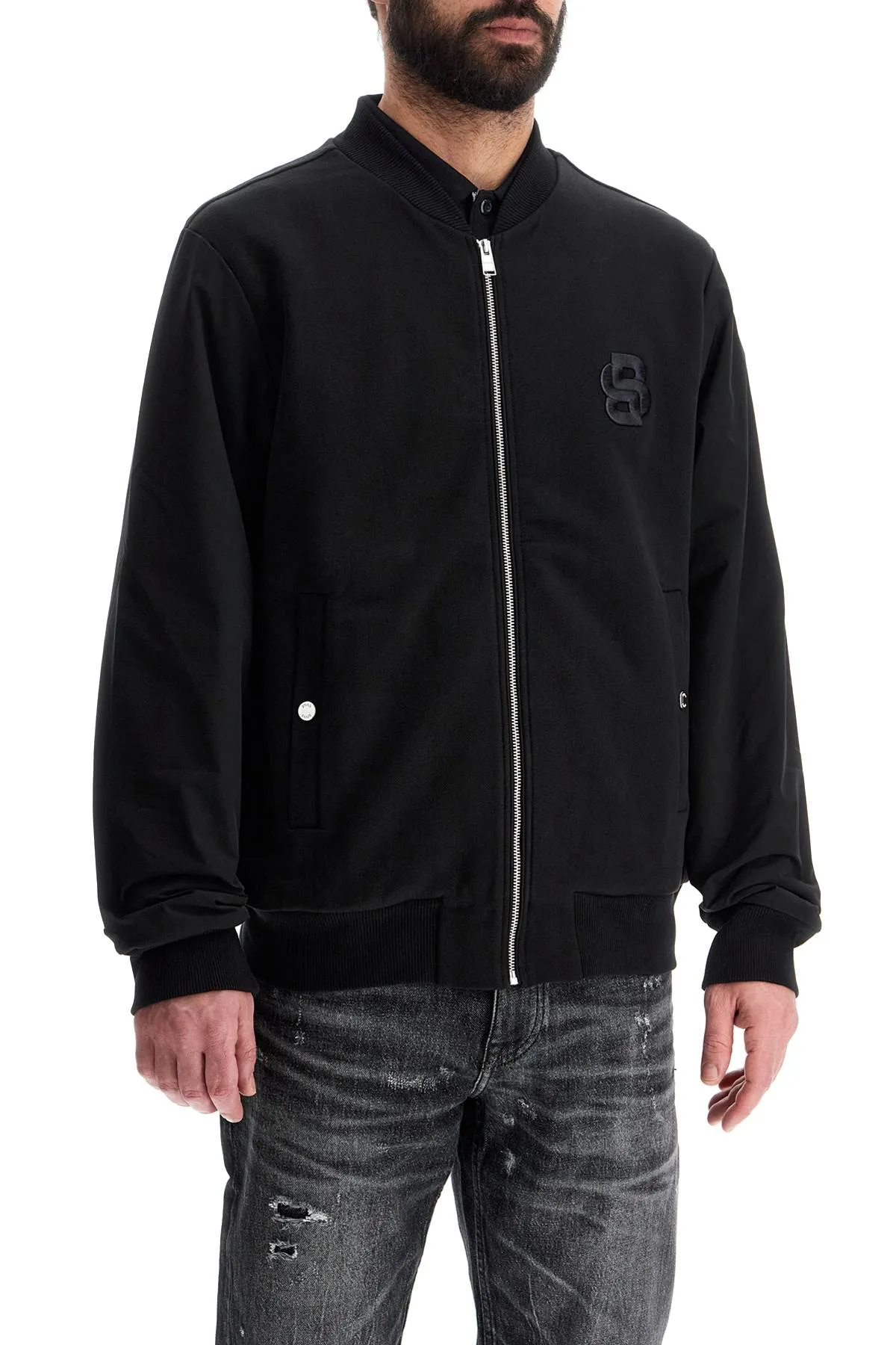 black zip bomber sweatshirt c-salieri 23 50524338 BLACK