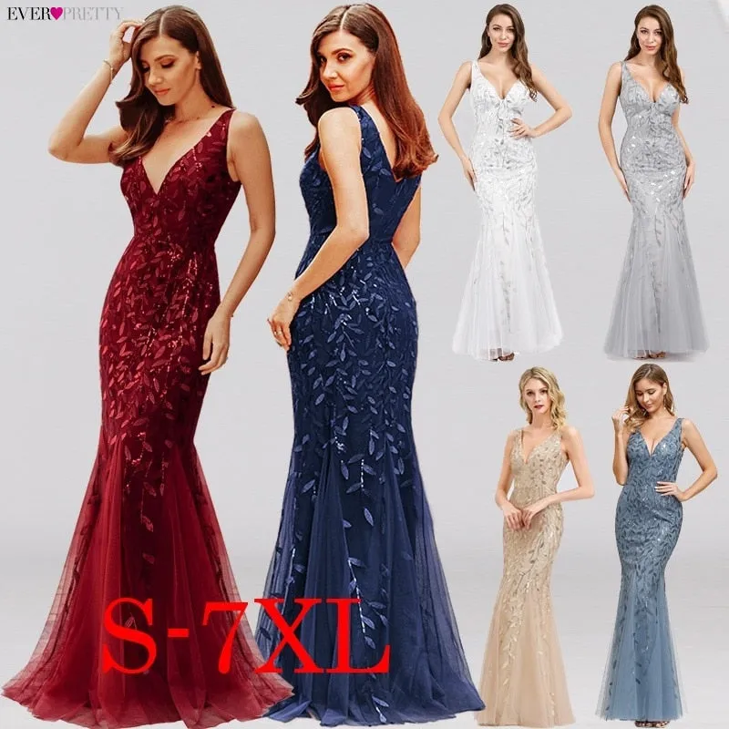 Burgundy Evening Dresses For Women Party Ever Pretty EP07886 Elegant V