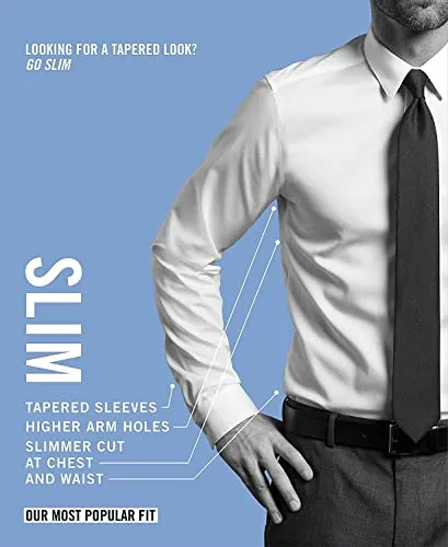 Calvin Klein Men's Dress Shirts Slim Fit Non Iron Solid, White, 15.5" Neck 32"-33" Sleeve (Medium)