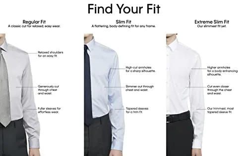 Calvin Klein Men's Dress Shirts Slim Fit Non Iron Solid, White, 15.5" Neck 32"-33" Sleeve (Medium)