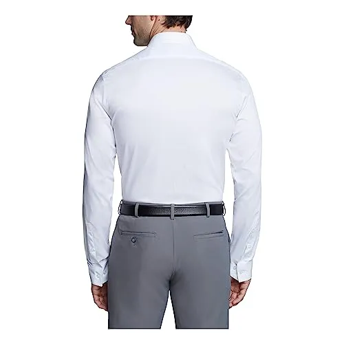 Calvin Klein Men's Dress Shirts Slim Fit Non Iron Solid, White, 15.5" Neck 32"-33" Sleeve (Medium)