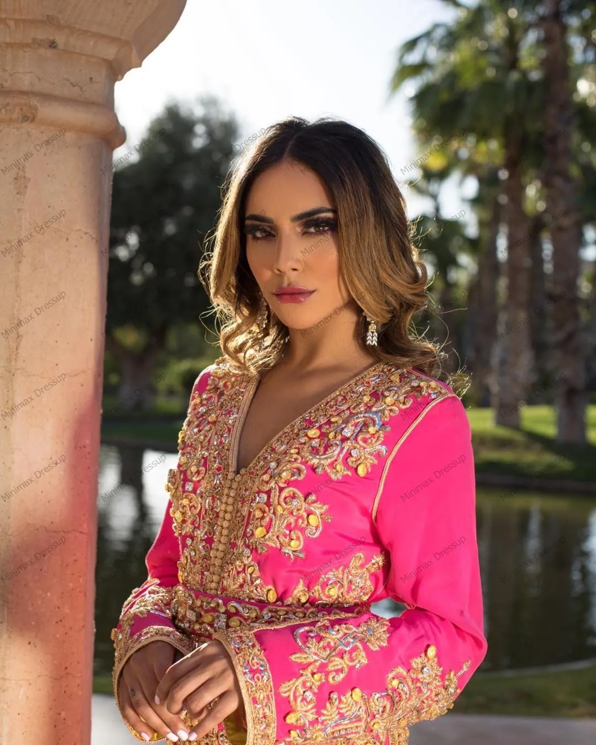 Charming Fuschia Arabic Evening Dresses In Dubai Women Plus Size