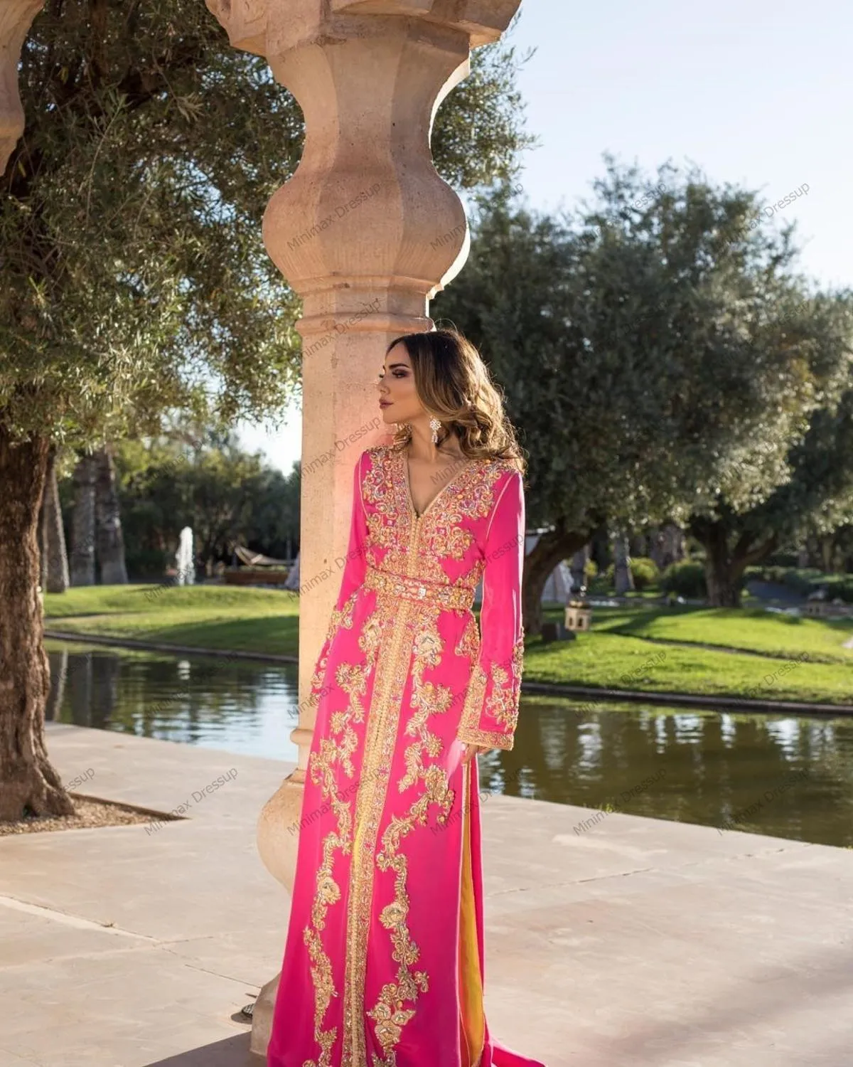 Charming Fuschia Arabic Evening Dresses In Dubai Women Plus Size