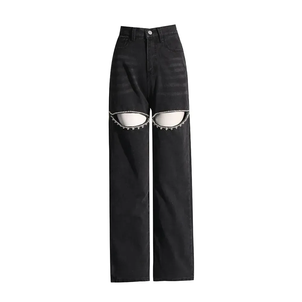 Crystal Chic High-Waist Jeans