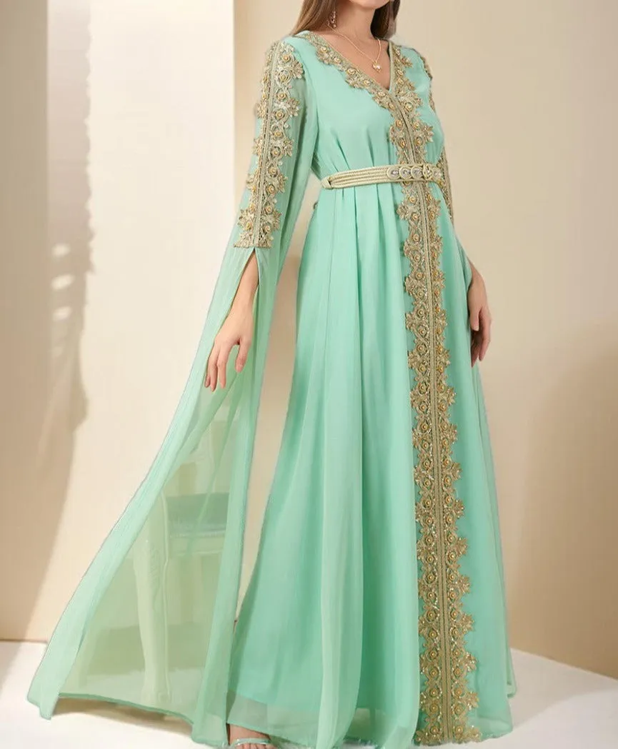 Dubai Style Kaftan with Detachable Belt