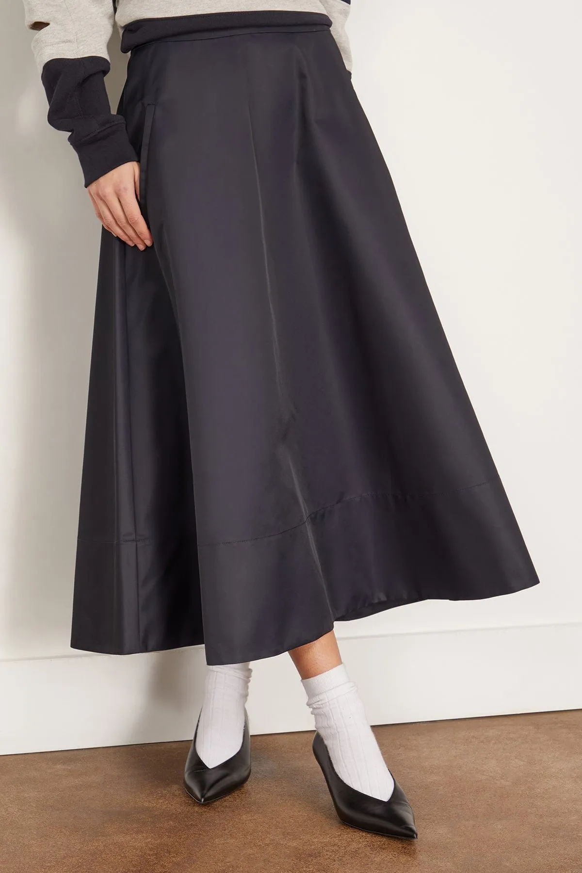 Eco Nylon Circle Skirt in Navy