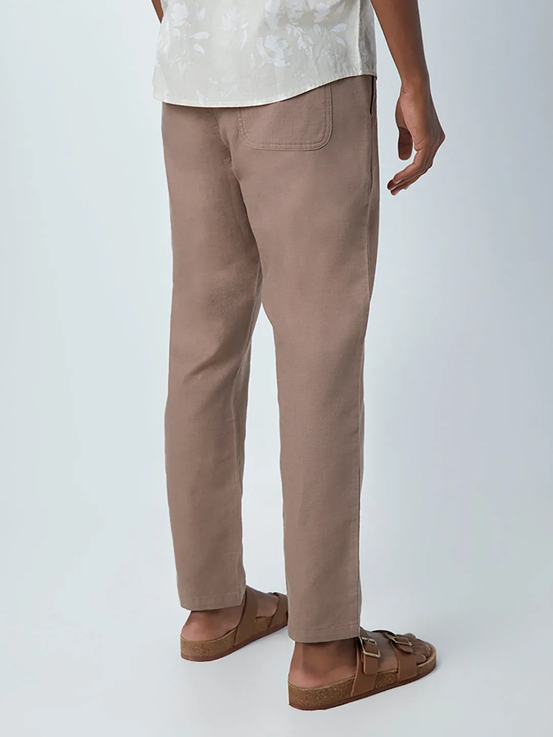ETA Taupe Slim-Fit Mid-Rise Pure Cotton Chinos