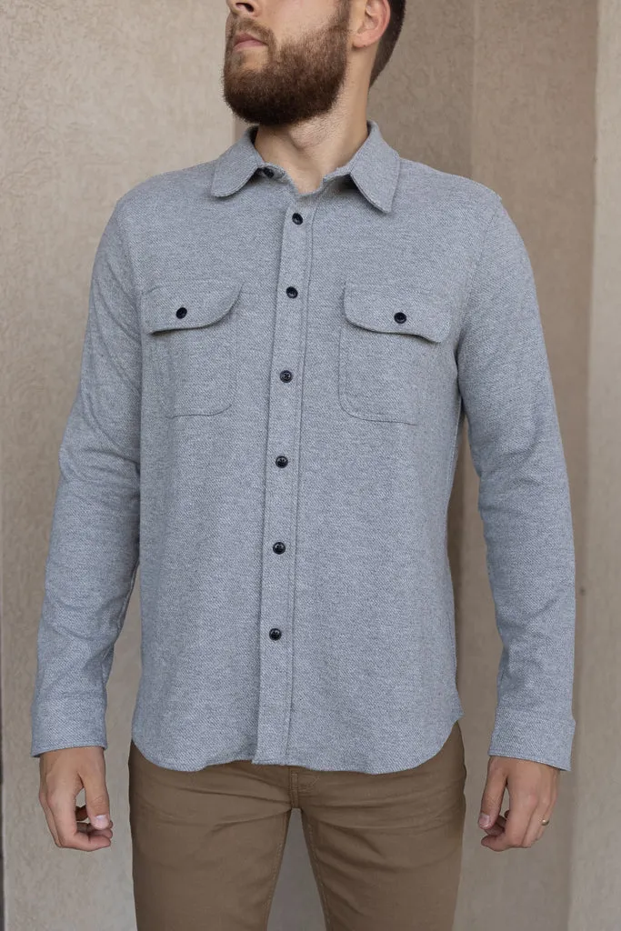 Faherty Legend Sweater Shirt, Fossil Grey Twill