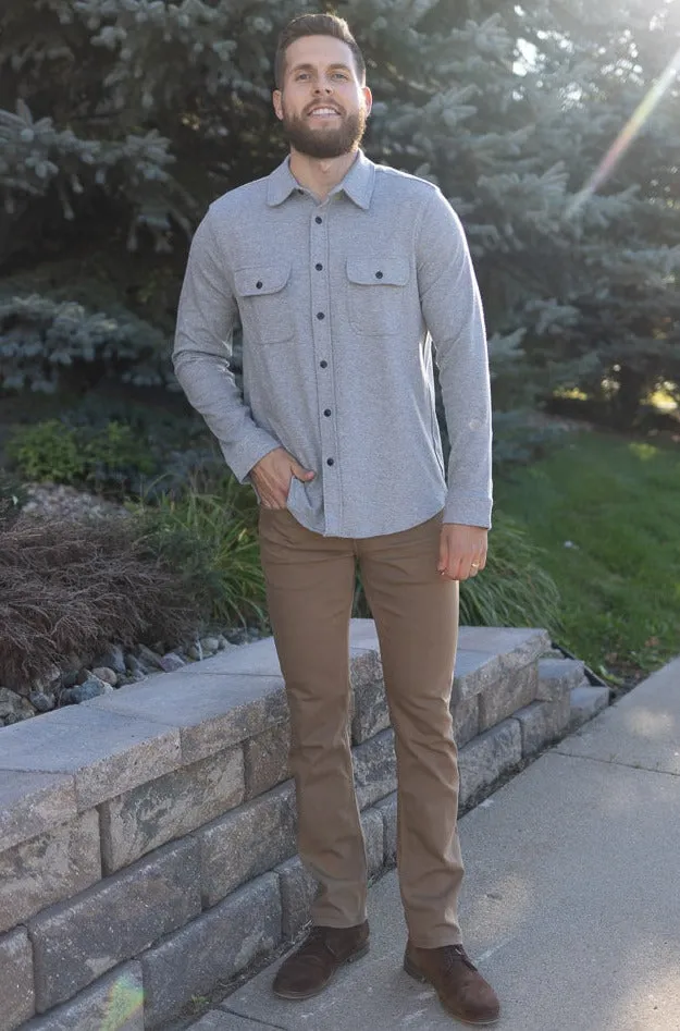 Faherty Legend Sweater Shirt, Fossil Grey Twill