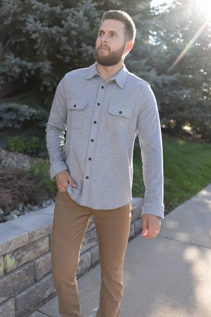 Faherty Legend Sweater Shirt, Fossil Grey Twill
