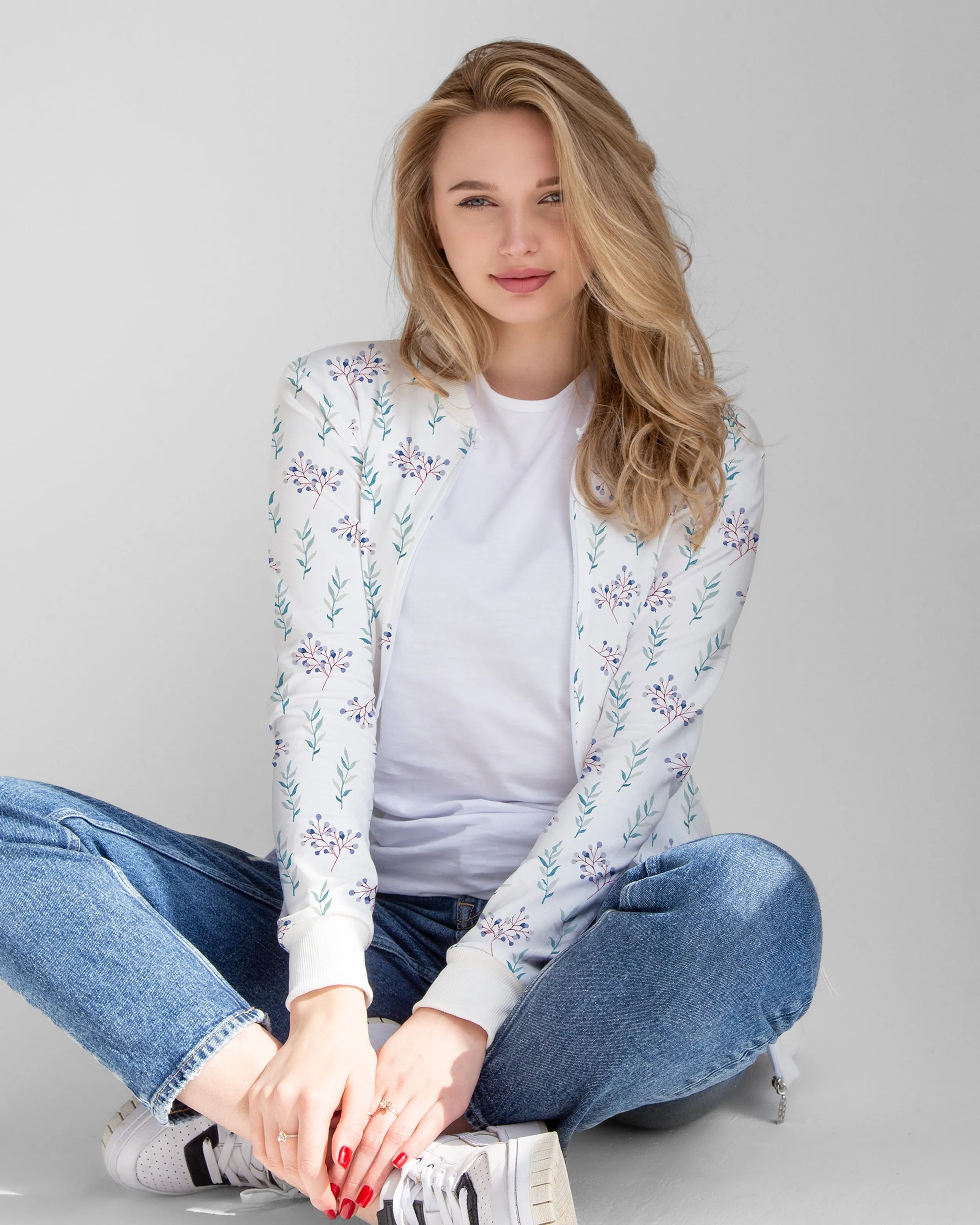 Floral Print Bomber Jacket