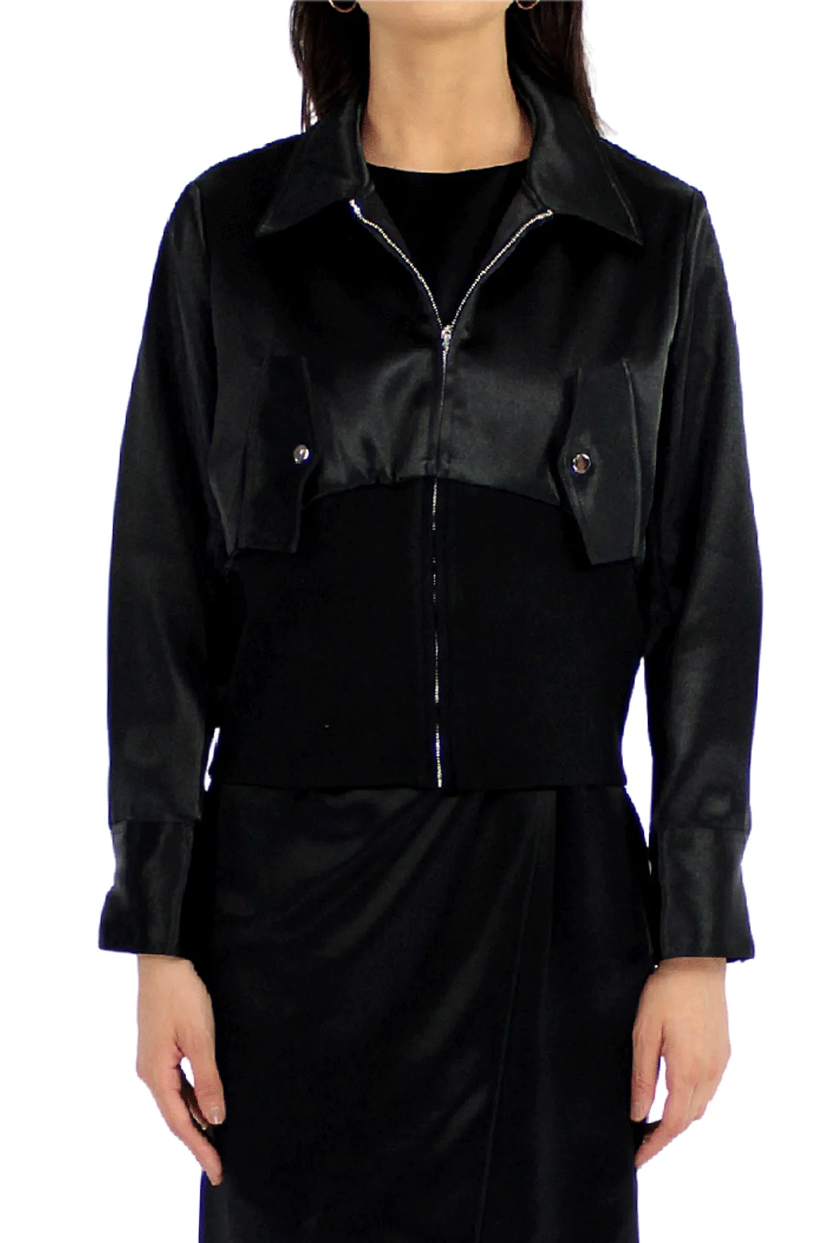 Front Zip Jacket In Black