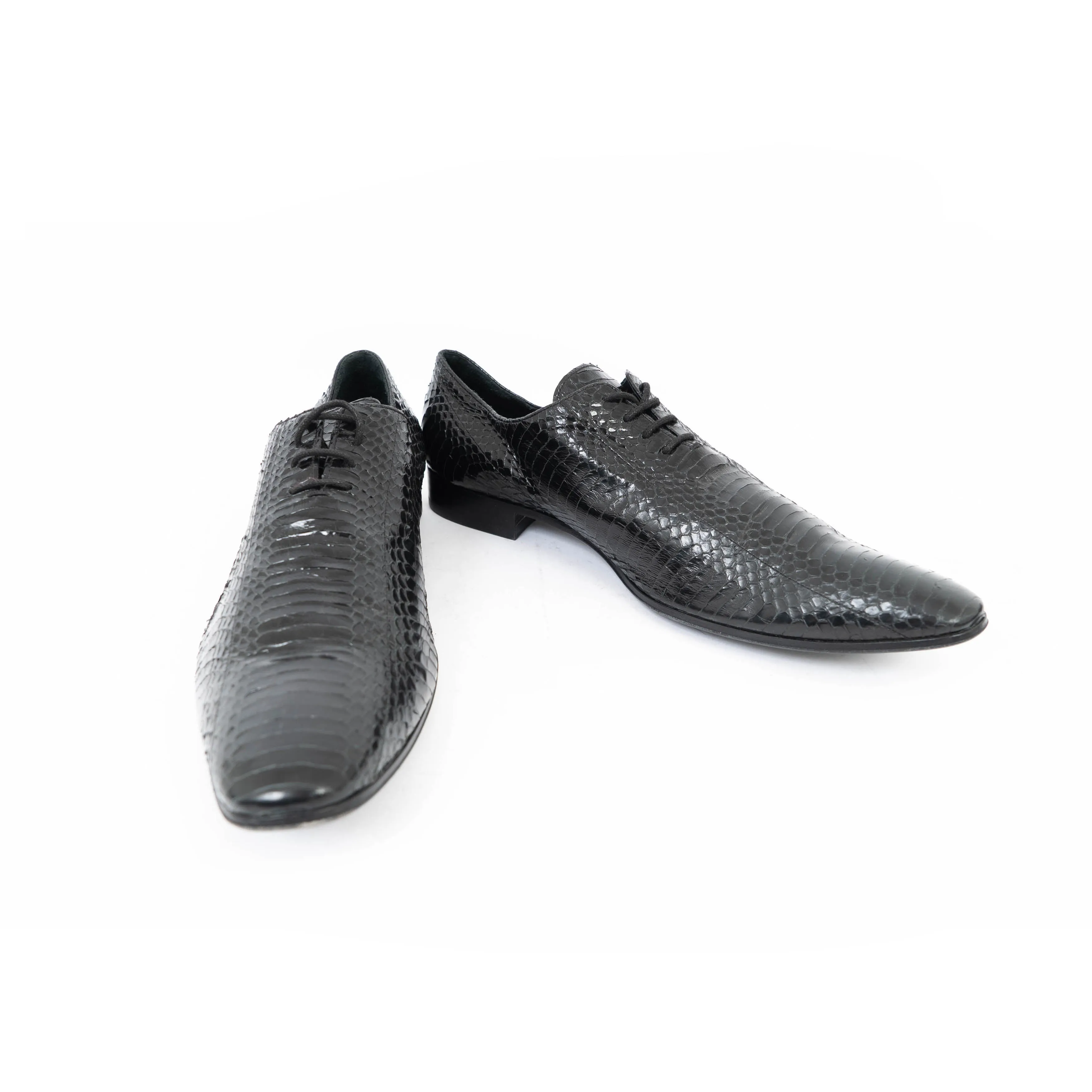 FW16 Black Polished Python Derby