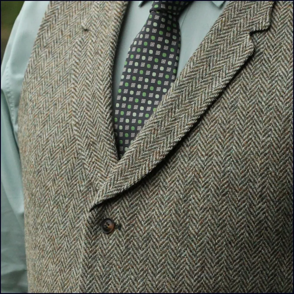Harris Tweed Fawn Herringbone Waist Coat--