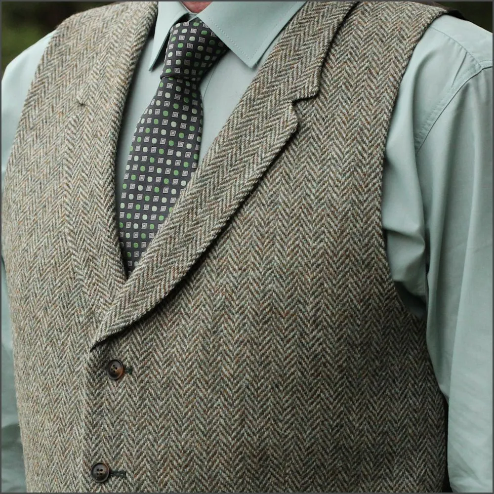 Harris Tweed Fawn Herringbone Waist Coat--