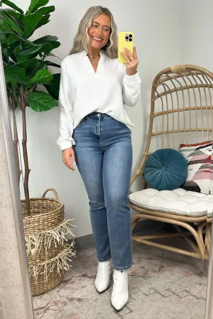 Haylen Viscose V-Neck Relaxed Top - FINAL SALE
