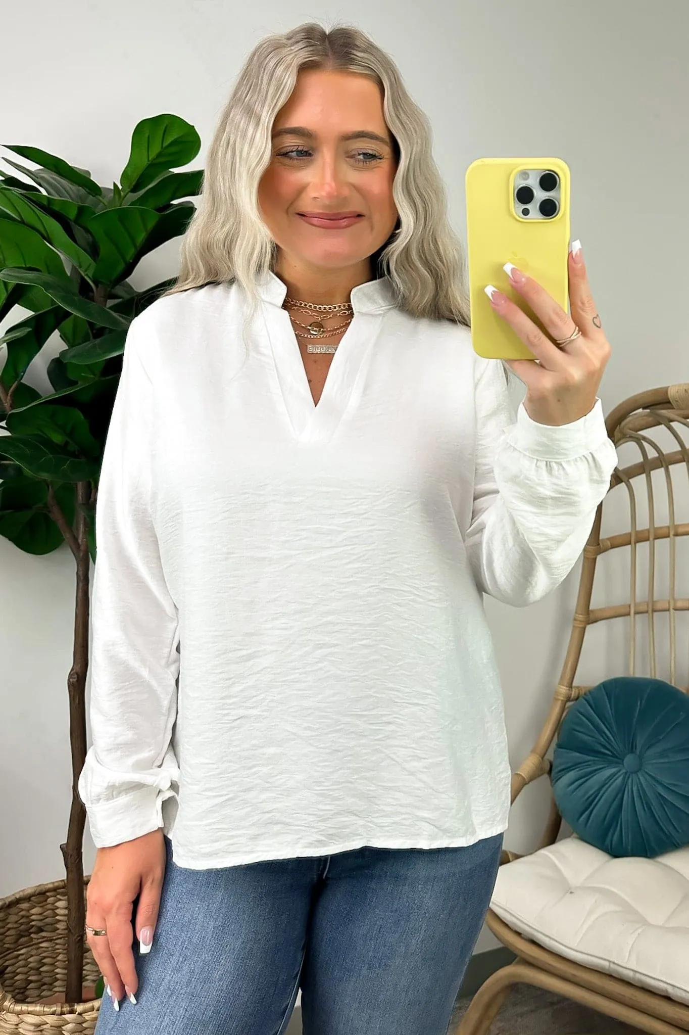 Haylen Viscose V-Neck Relaxed Top - FINAL SALE