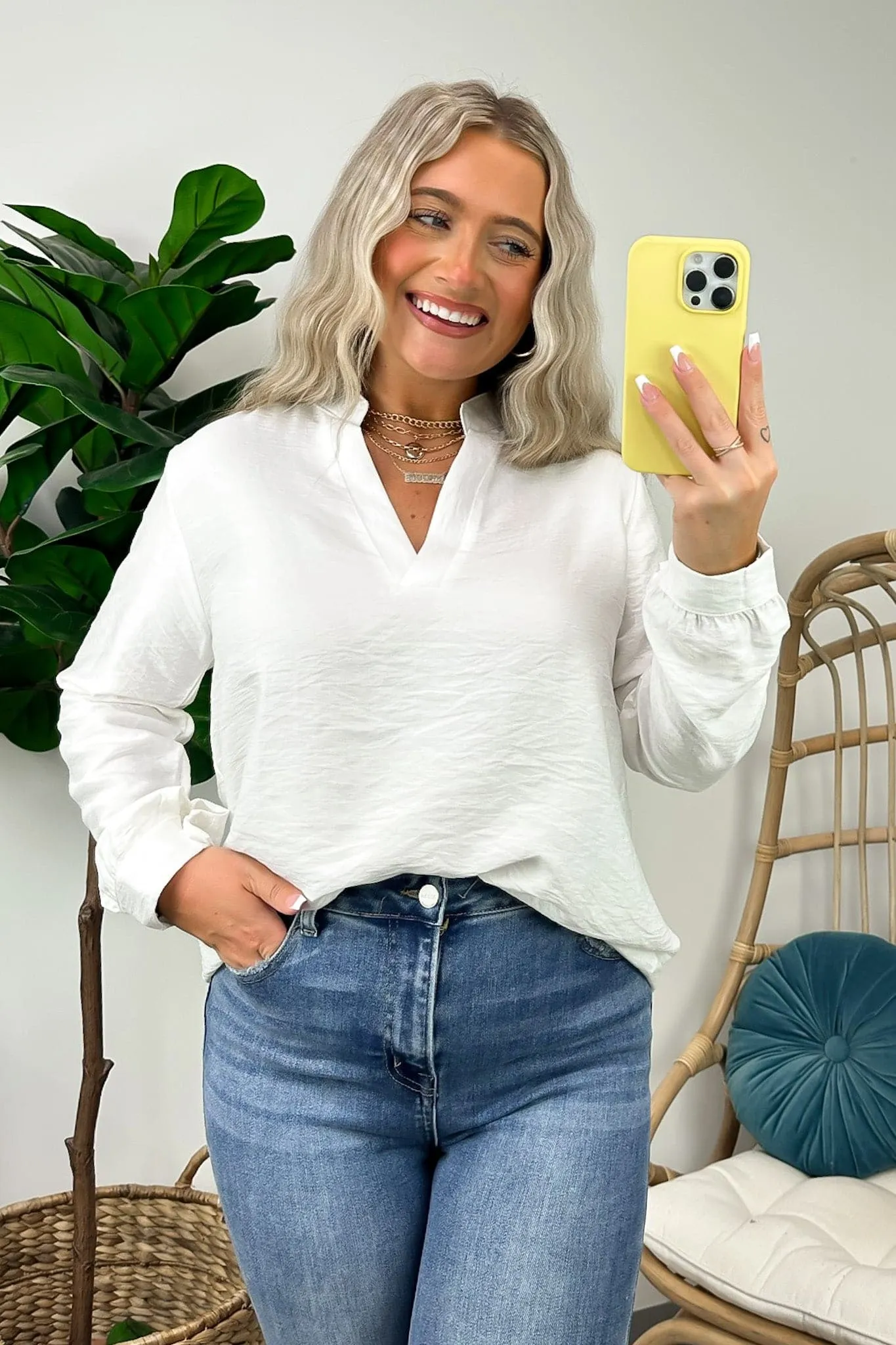 Haylen Viscose V-Neck Relaxed Top - FINAL SALE