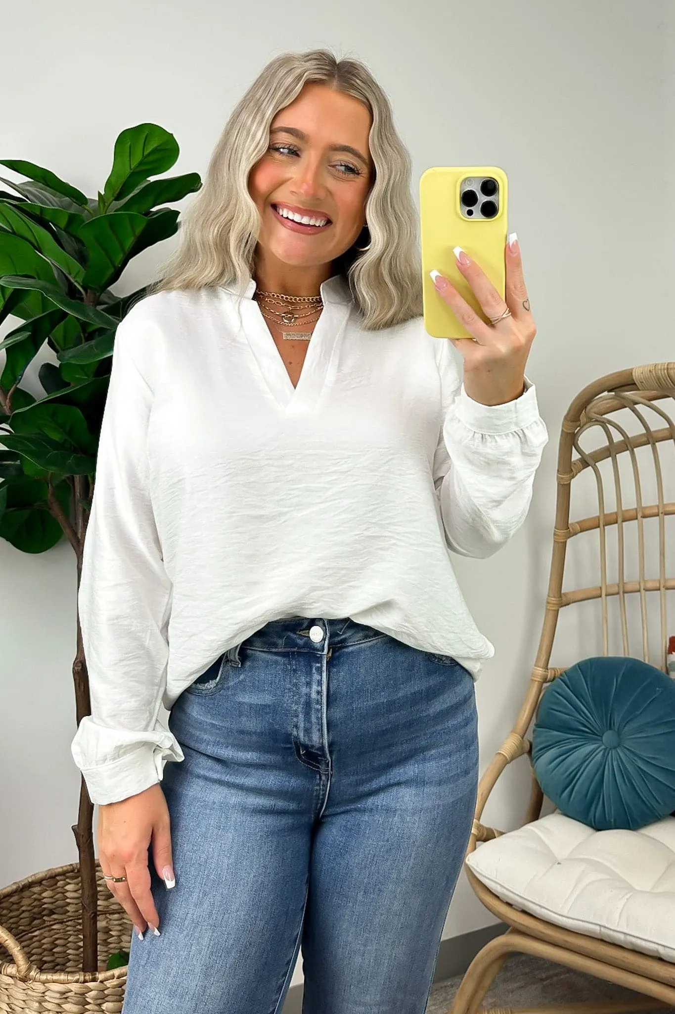 Haylen Viscose V-Neck Relaxed Top - FINAL SALE