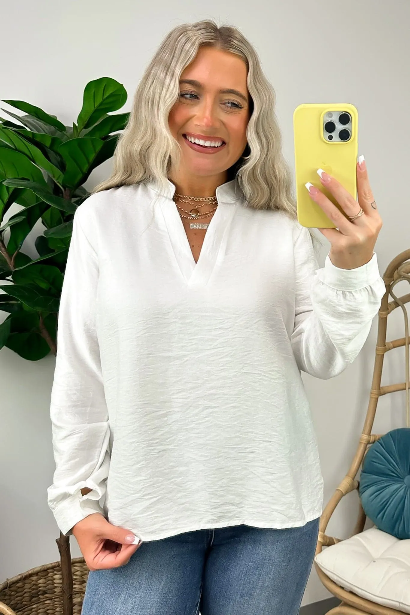 Haylen Viscose V-Neck Relaxed Top - FINAL SALE