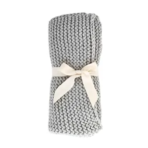 Ice Grey Garter Stitch Knit Baby Blanket