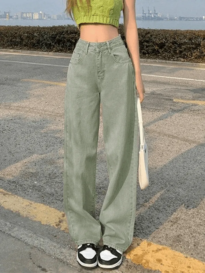 LANFUBEISI - Light Wash Baggy Boyfriend Jeans
