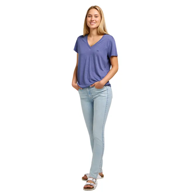 Lee pantalone jeans a vita alta da donna Scarlett 112348997 blu chiaro