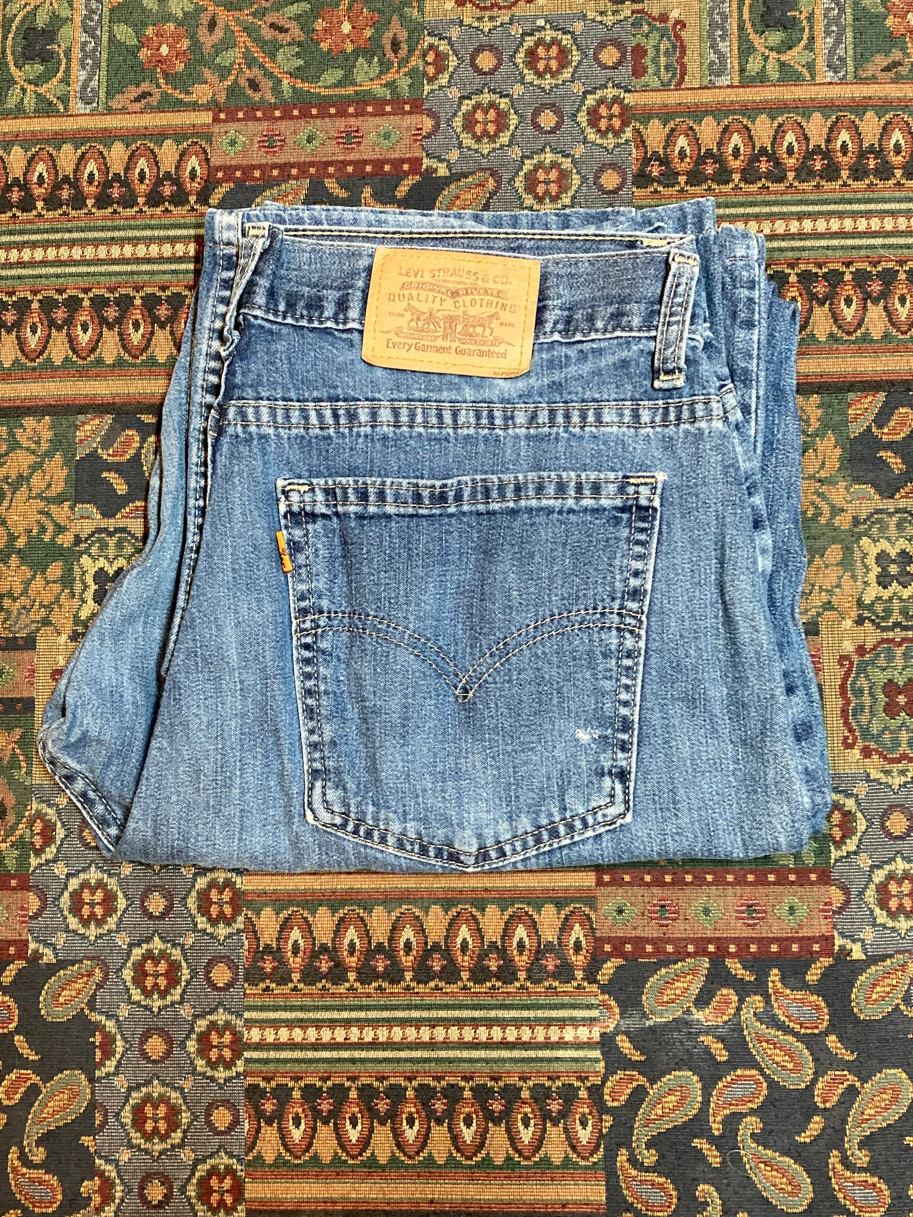 Levi’s 569 Vintage Orange Tab Denim Jeans - 32”x26”, Made in Canada