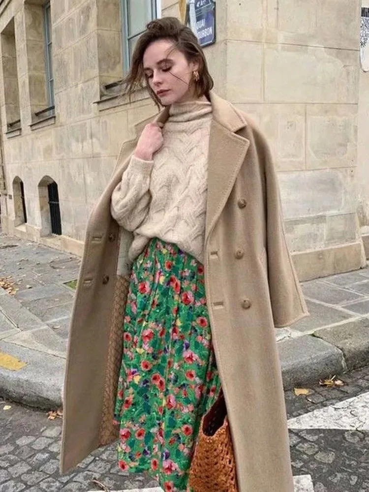 Lila Side Slit Floral Midi Skirts