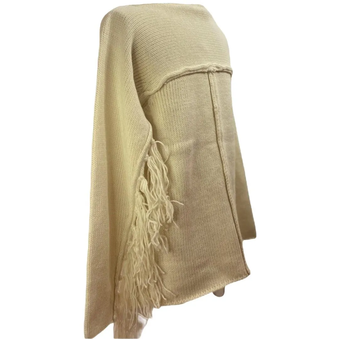 Long Fringe Sleeve Knit Sweater
