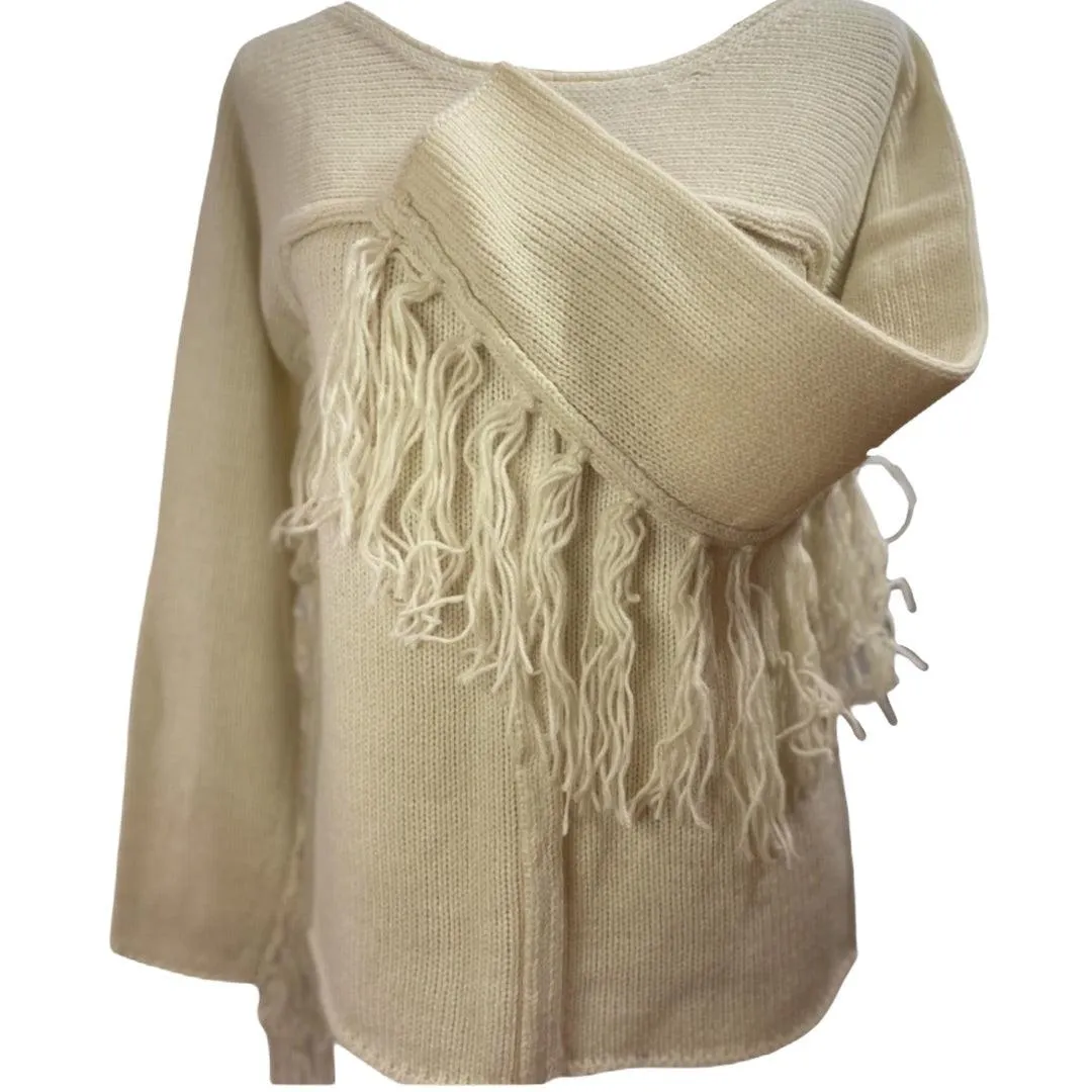 Long Fringe Sleeve Knit Sweater