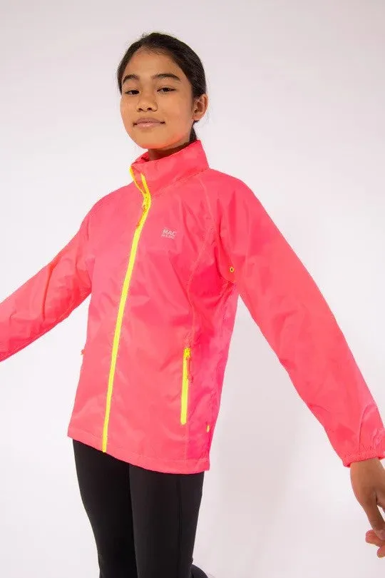 Mac in a Sac Kids Waterproof Breathable Windproof Packable Origin Jacket-NEON PINK