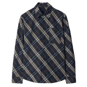 Men's Casual Classic Check Lapel Long Sleeve Shirt 33903246F