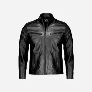 Men's Genuine Black Real Leather Motorcycle Jacket