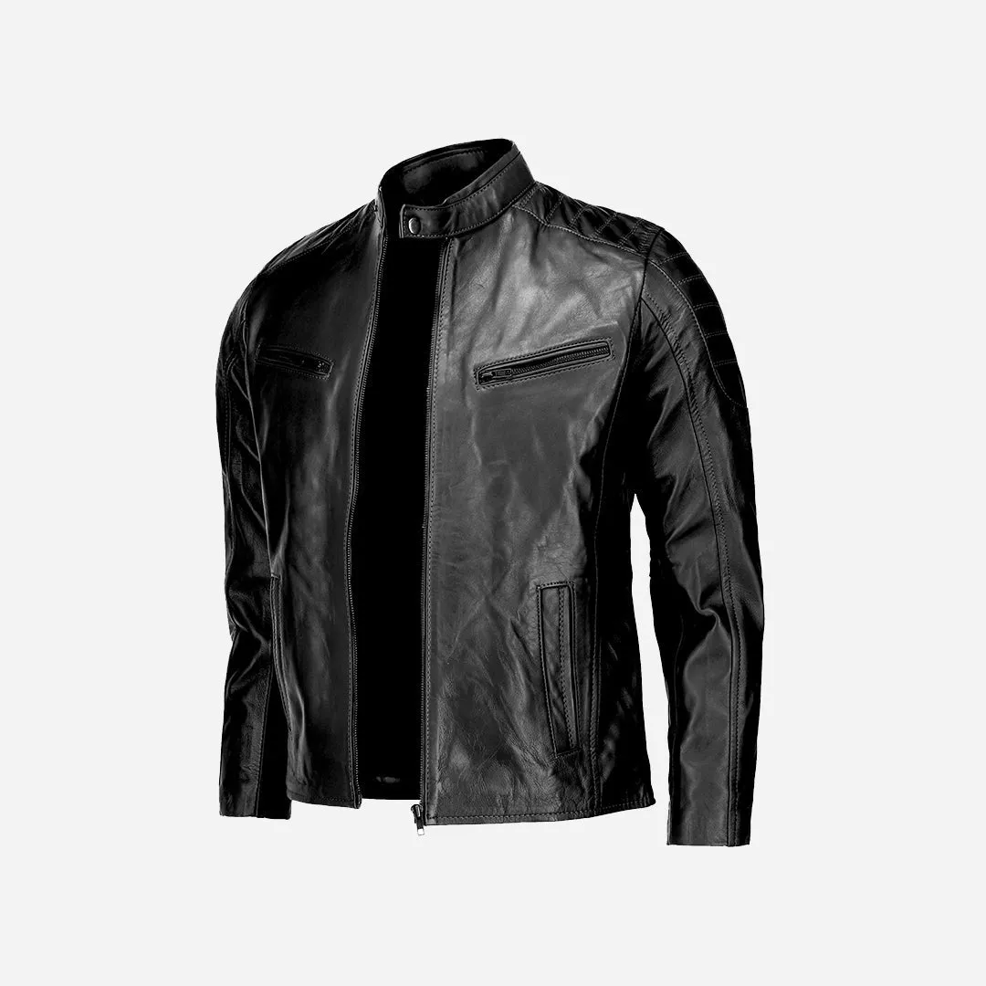 Men's Genuine Black Real Leather Motorcycle Jacket