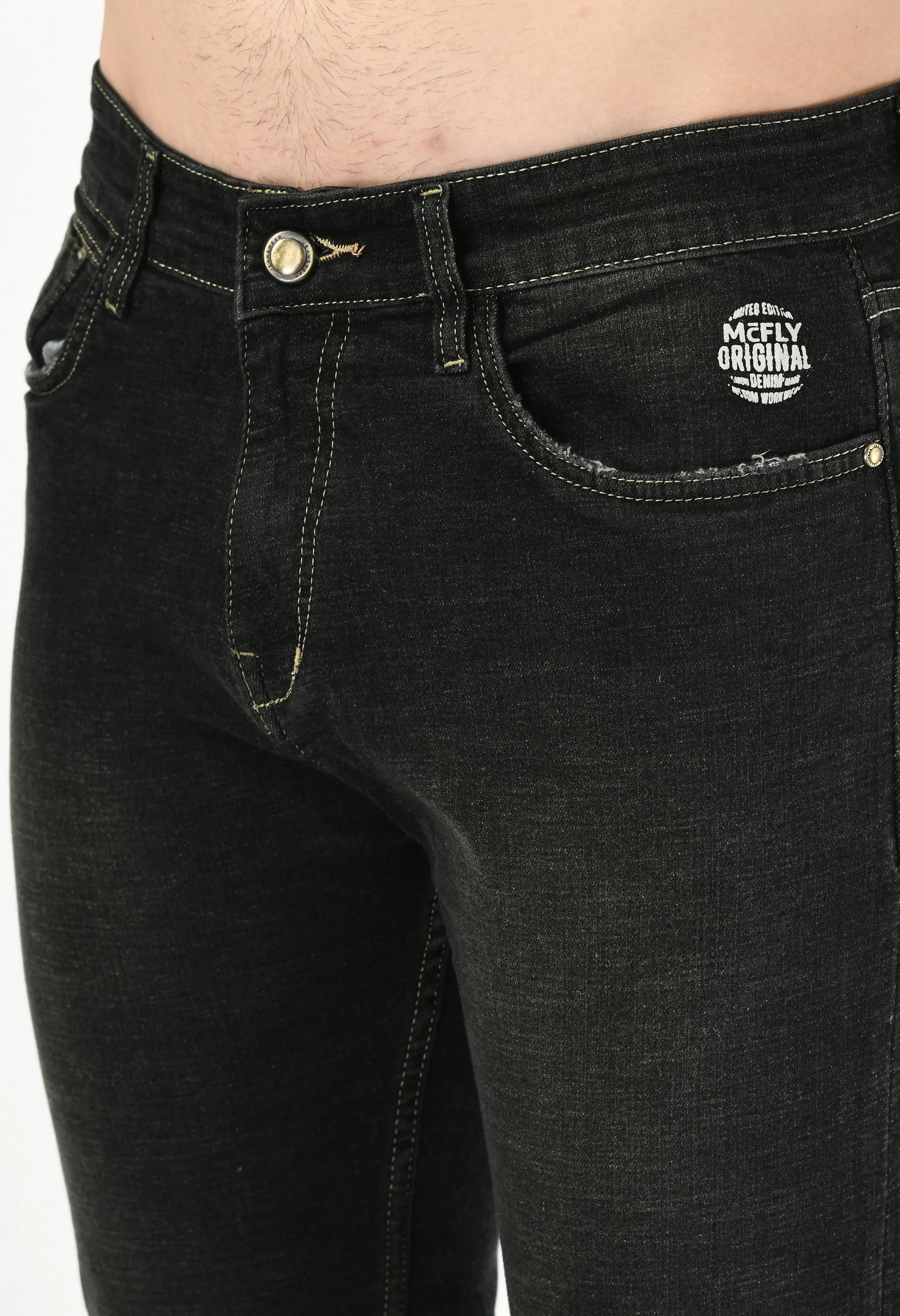 Men's Grey Black Denim Jeans