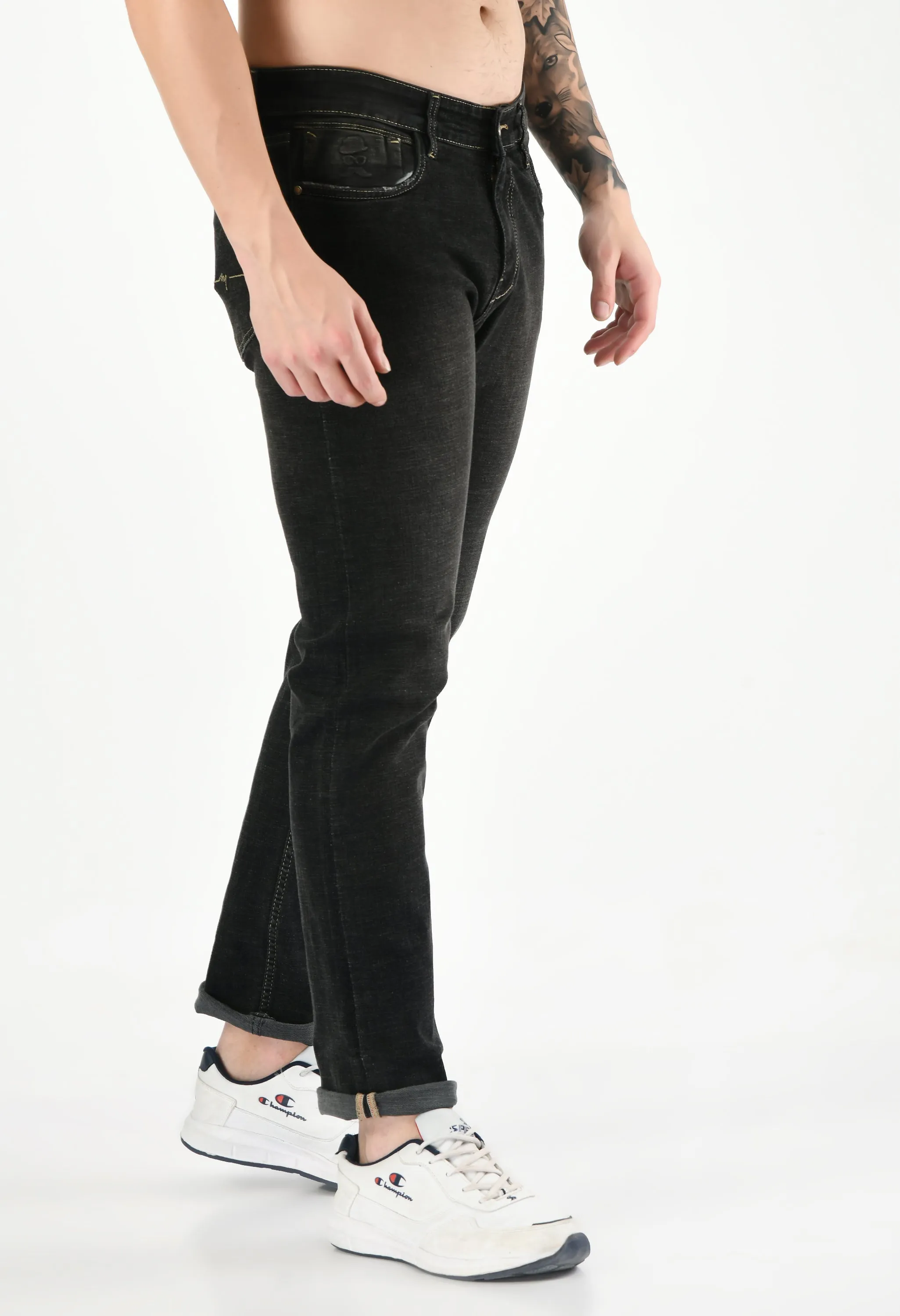 Men's Grey Black Denim Jeans