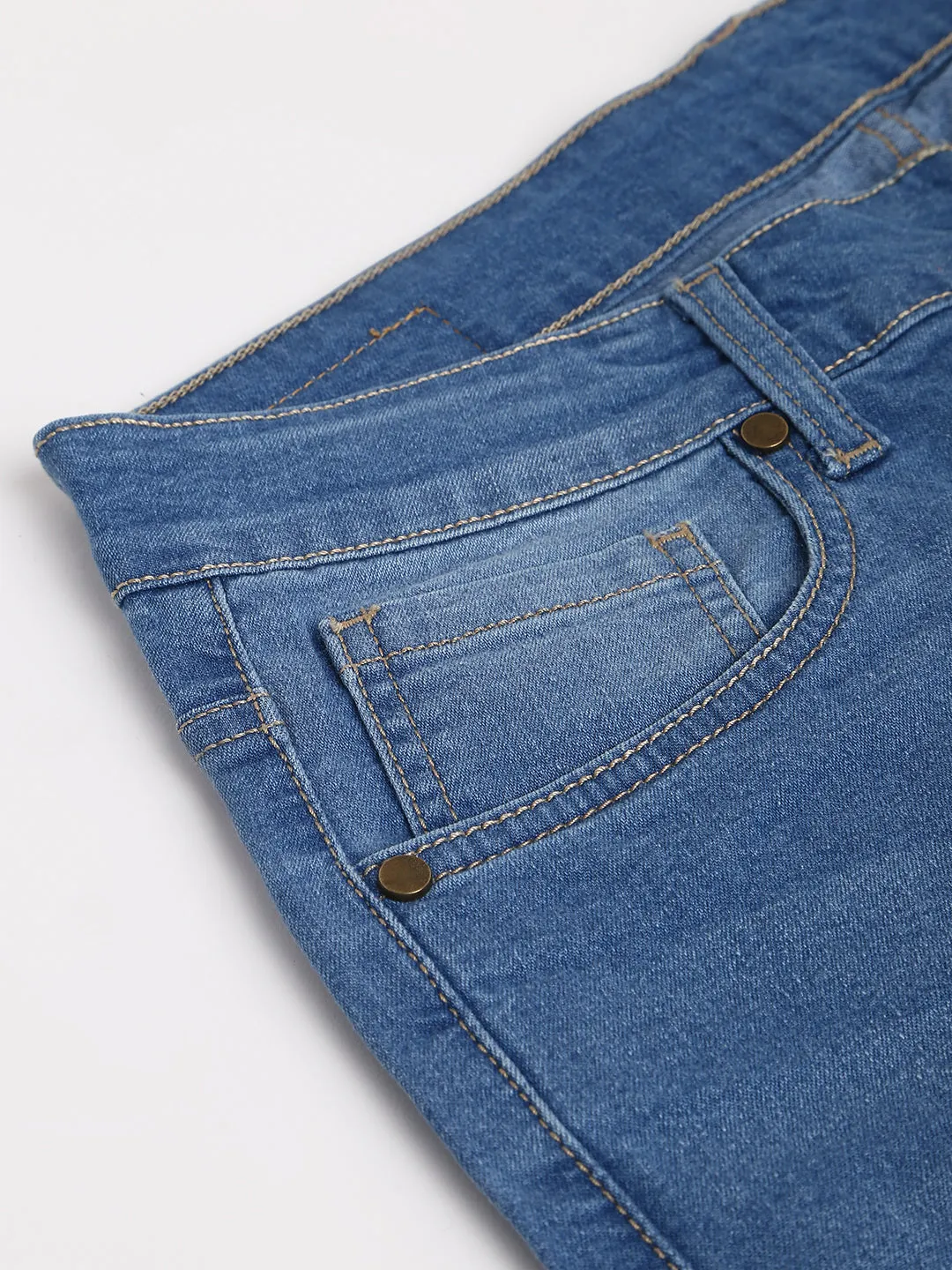 Men's Sky Blue Slim Fit Mid Rise Denim Jeans