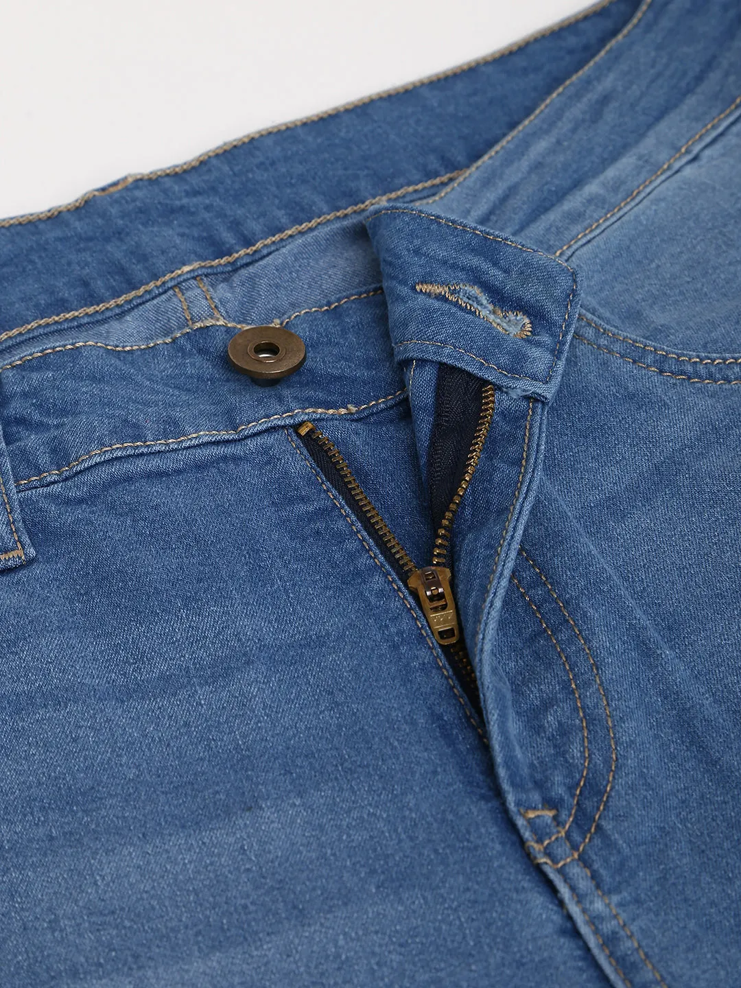 Men's Sky Blue Slim Fit Mid Rise Denim Jeans
