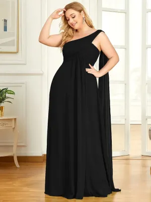 One Shoulder Sleeveless A-LINE Floor-Length Gown