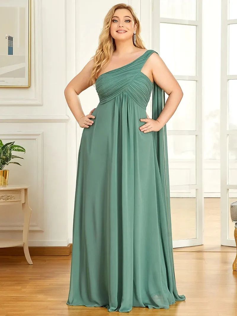 One Shoulder Sleeveless A-LINE Floor-Length Gown