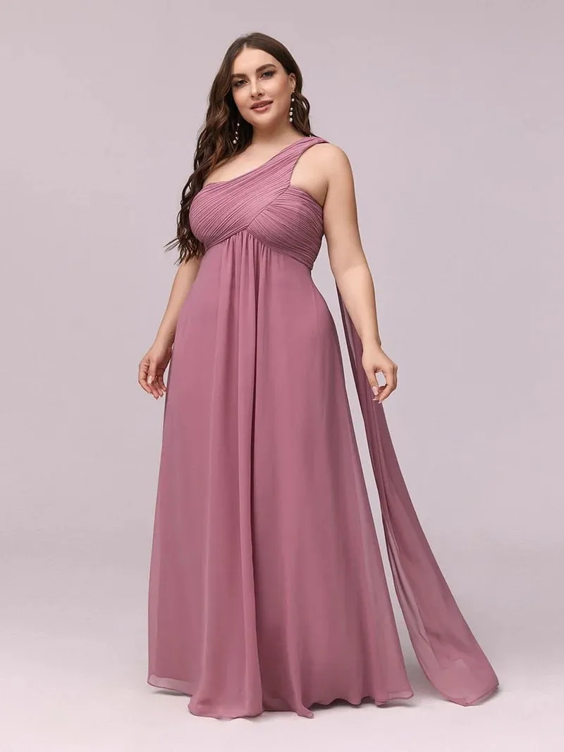 One Shoulder Sleeveless A-LINE Floor-Length Gown