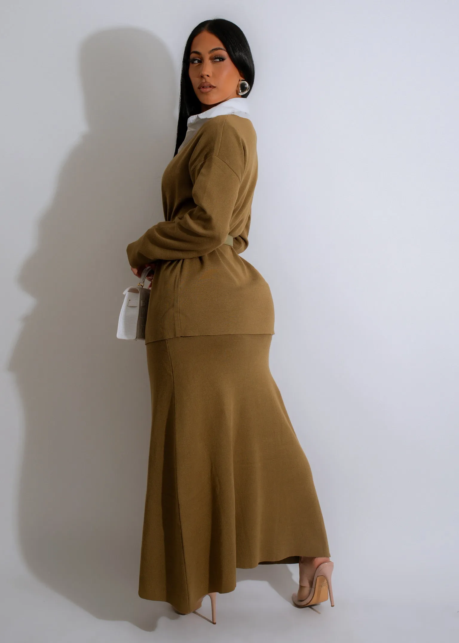 Perfect Day Knit Skirt Set Green